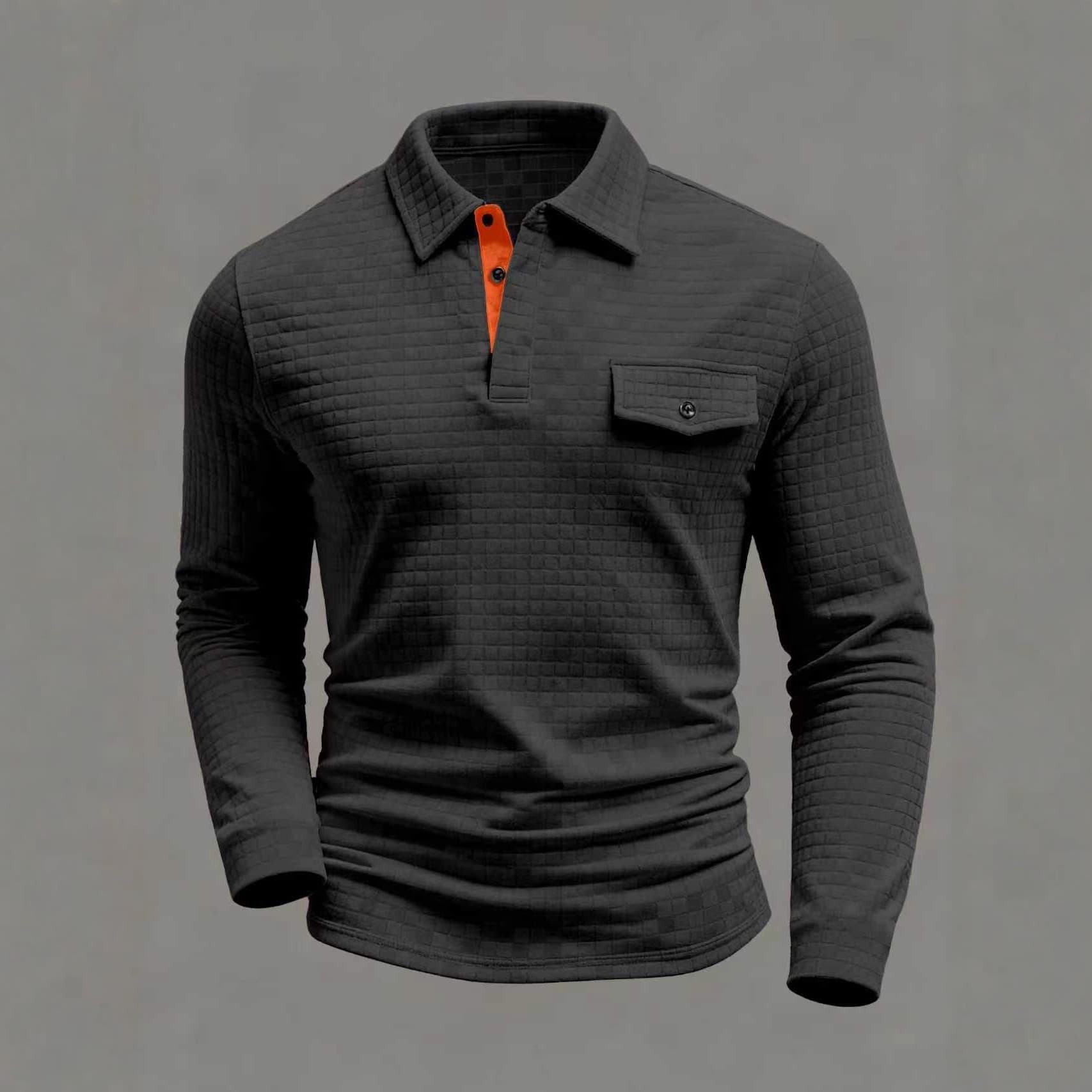 Breathable Checkered Polo Shirt – Button-Up Casual Top With Chest Pocket (Relaxed Fit For Work & Weekend)