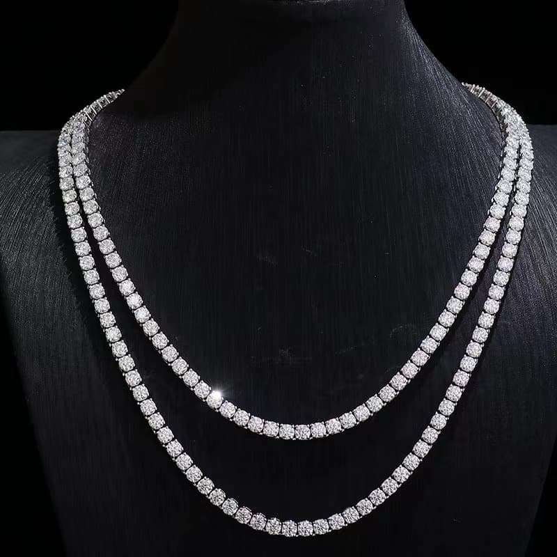 men's 5mm alloy rhinestone row tennis chain Hip hop necklace jewelry simple and versatile