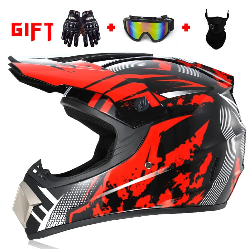 Electric helmet Men's full cover racing motorcycle helmet Mountain downhill helmet glove goggles