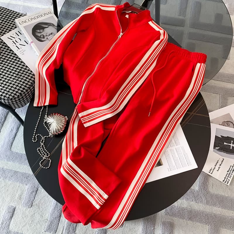 Women's Clothing Fashion Wide Leg Pants Sportswear Suits Casual Cardigan Sweater Running Two Piece Suit