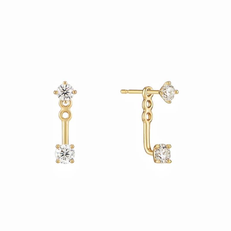 Back hanging zircon earrings niche design temperament retro cold style earrings two wear ear jewelry for women