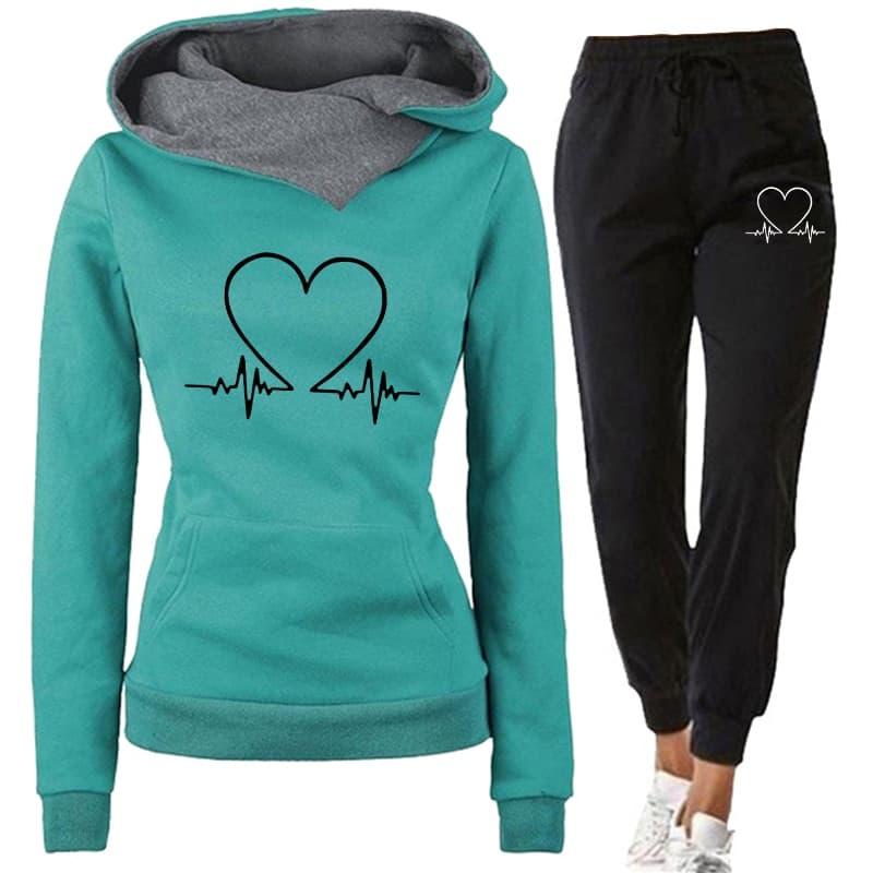 Tracksuit Two Piece Set Winter Warm Hoodies+Pants Pullovers Sweatshirts Female Jogging Woman Clothing Sports Suit