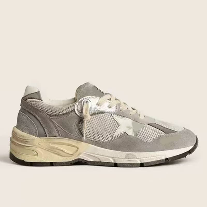 Baskets vintage en cuir véritable, style da papa, en forme d'étoile, à lacets et semelle épaisse, modèle 2026.