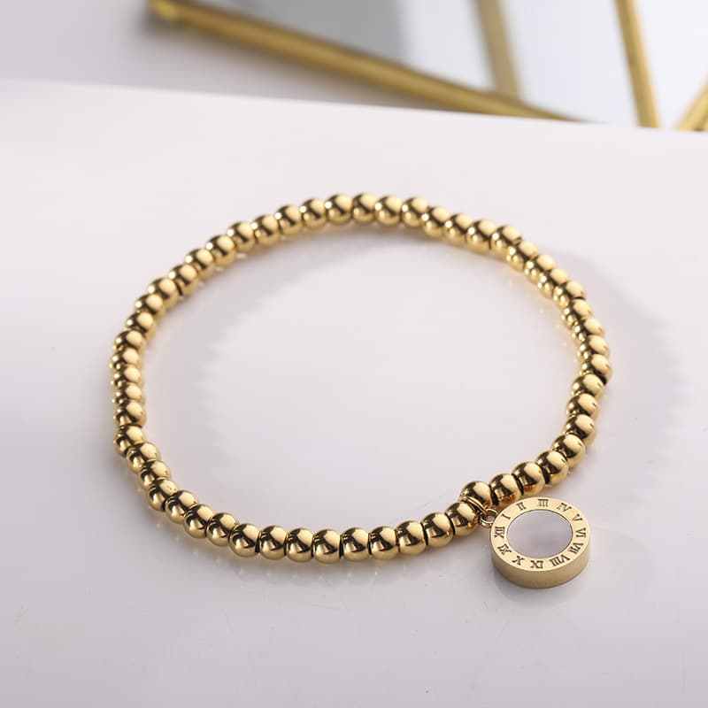 Elastic Roman numeral black and white bracelet female rose gold titanium steel jewelry bracelet creative female accessories