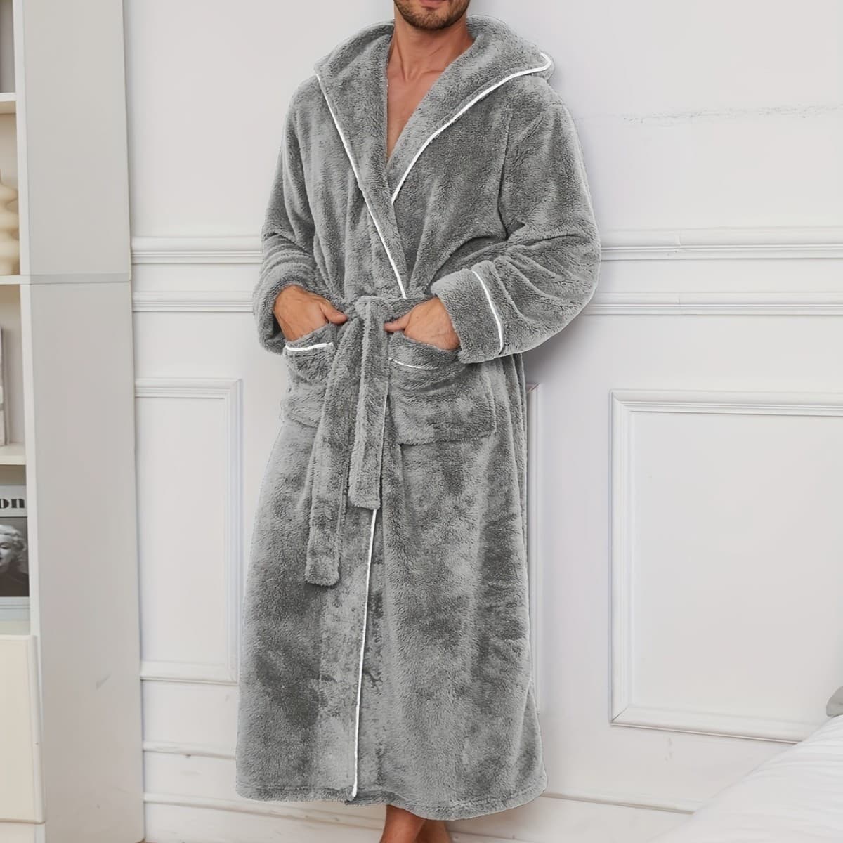 "Premium Cotton Fleece Robe For Men - Ultra-Soft Unisex Bathrobe With Pockets (Luxury Knit, XXL Size)"