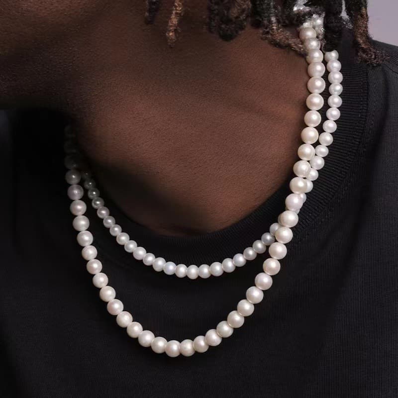 Jewelry Men's Personalized Hip-hop Style Pearl Handmade Beaded Necklace Jewelry