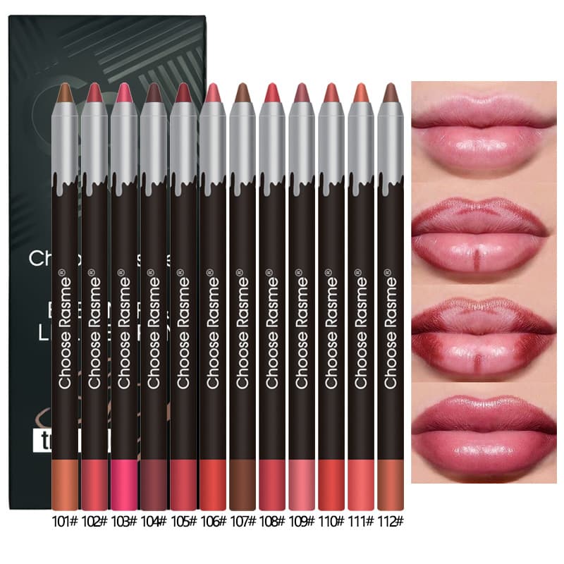 hot Sale 12 Color Lip Liner Matte Long Lasting Foaming Pen Waterproof Easy To Color Velvet Lipstick Pen Lip Pencil