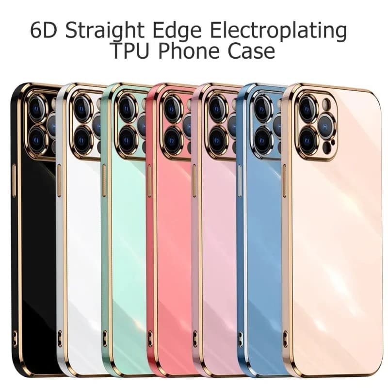 Luxury Plated Edge Bright Surface Phone Case For IPhone 16 15 Pro Max Plus For Fashion Shockproof Silicone Protector Cover