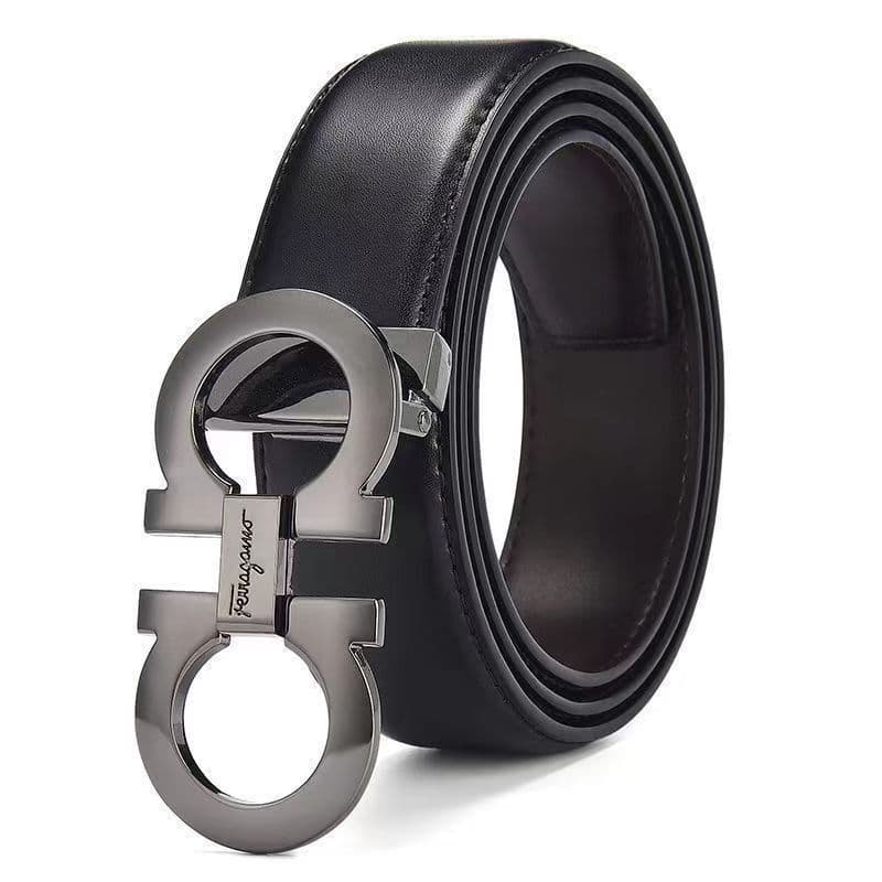 Ceinture en cuir à boucle lisse pour homme, style business, haut de gamme, tendance, élégante et durable