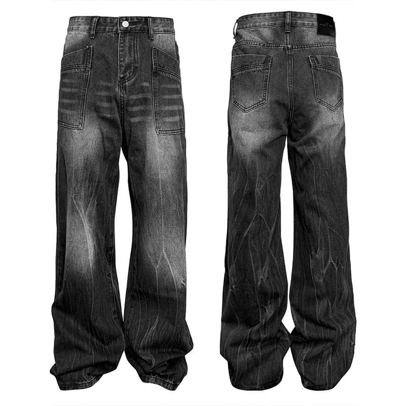 Men's Black Washed Straight Jeans – Loose Fit High Street Pants (S-XXXL)like They’re Cutting Off Circulation