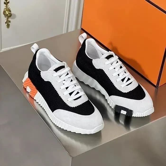 Baskets montantes de marque H pour homme, style décontracté, en cuir et mesh, à lacets, style running.