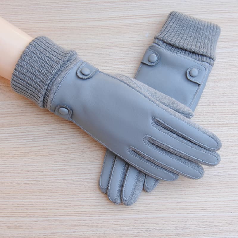 Factory Direct Sale Autumn Winter Non-Falling Velvet Warm Touchscreen Gloves Women Cotton Outdoor Riding Leather V