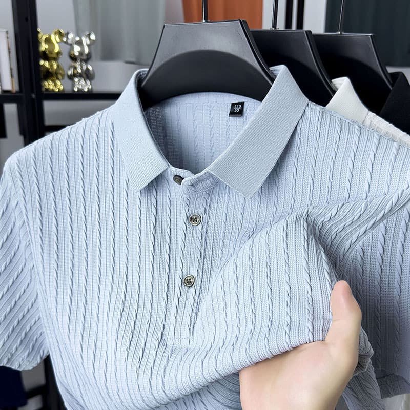 Men's Classic Fit Polo Shirt, Breathable Summer Short Sleeve T-Shirt, Casual Comfort Stretch Knit Top For Daily Wear