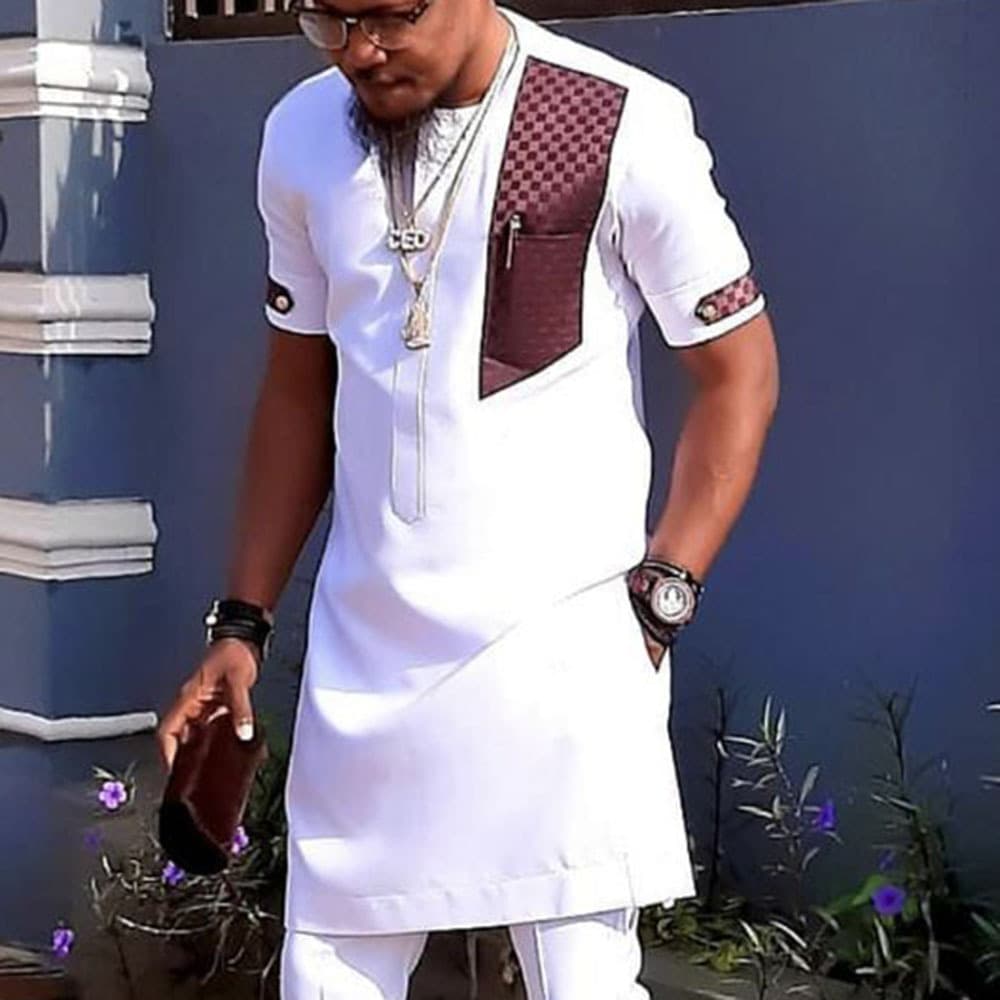 Man's Clothing Youth Cotton Casual White Lapel Summer Ordinary Men's Suit