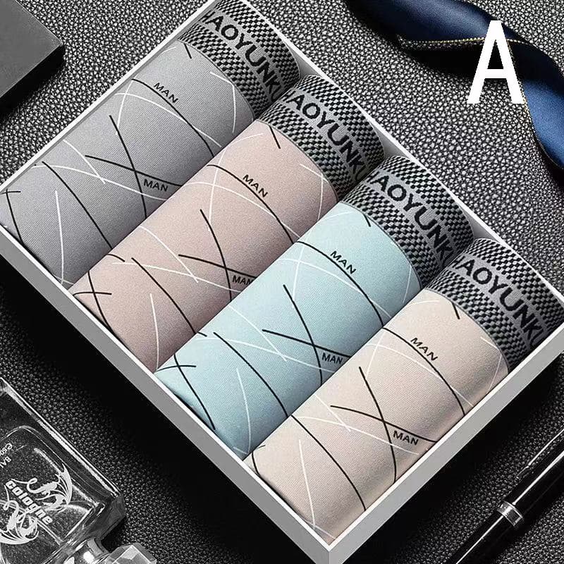 4PCS Boxer Shorts Large Size Seamless Cotton File Men's Boxer Shorts Summer Thin Section Siza L-4XL