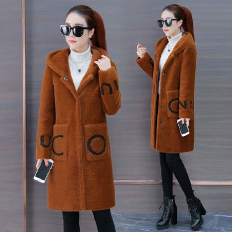 Manteau femme hiver agneau cachemire longueur moyenne printemps et automne style étranger coupe-vent nouveau polyvalent