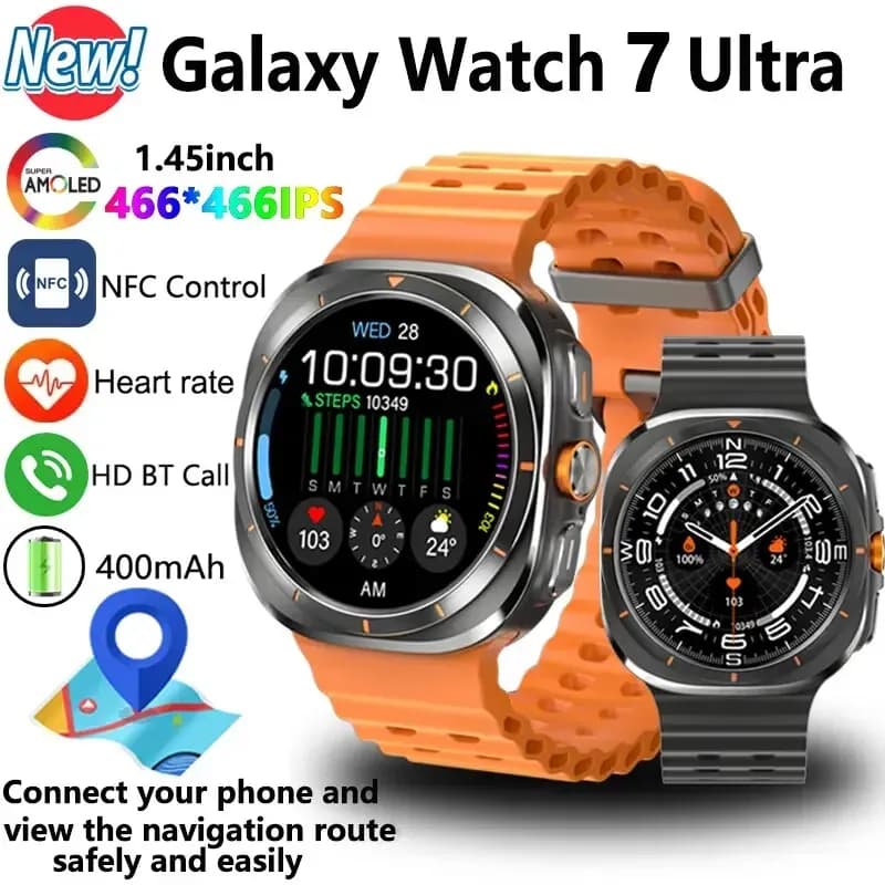 For Samsung 7 Ultra GPS Compass NFC Smart Watch Outdoor Sports Man AMOLED BT Call IP68 Galaxy 6 Upgraded Smartwatch