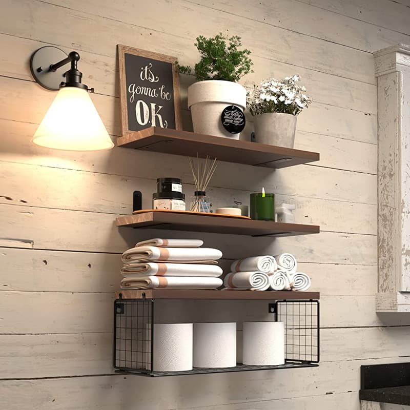 Wall Hanging pine corner suspension shelf bedroom living room bathroom kitchen carbonized black wall storage rack