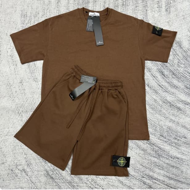 Short STONE à insigne boussole transfrontalier, pantalon décontracté mi-long, ensemble de sport ample à manches courtes pour l'été