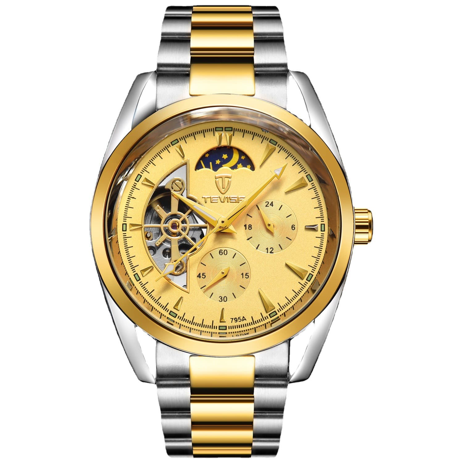Popular Swiss TEVISE Brand Watch Tourbillon Men's Waterproof Mechanical Watch Large Business Men's Steel Band Watch