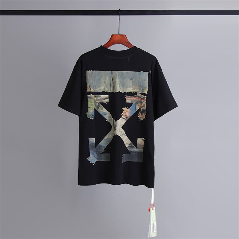 L'expérience de longue date de l'utilisation du ruban adhésif OFF avec impression de flèche OW T-shirt à manches courtes pour homme, coupe ample,