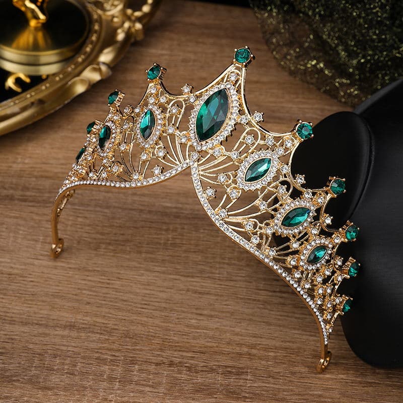 hot sale pure handmade bridal crown horse eye large crystal big headband wedding hair ornament alloy crown