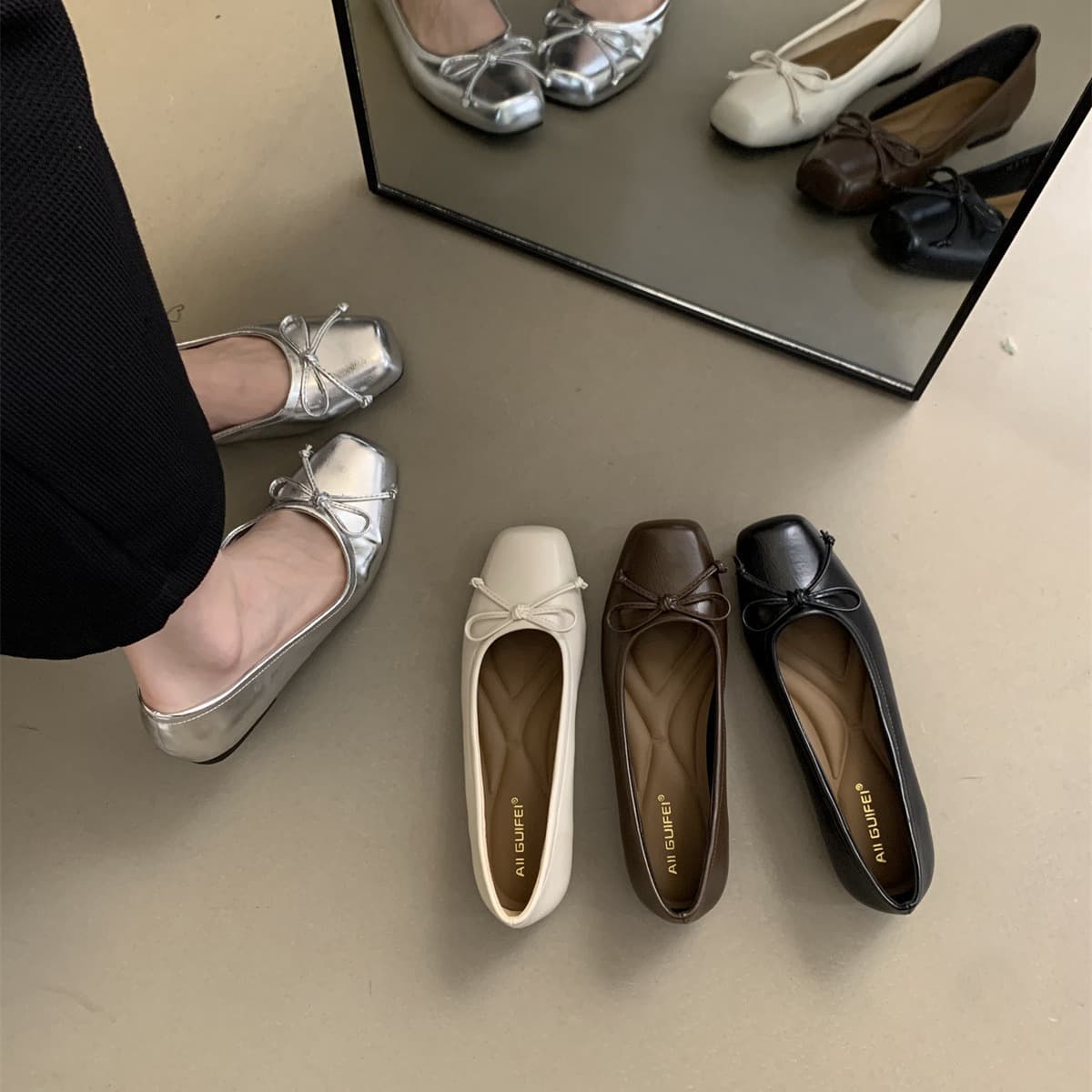 Women's fashion casual new square head flat shoes