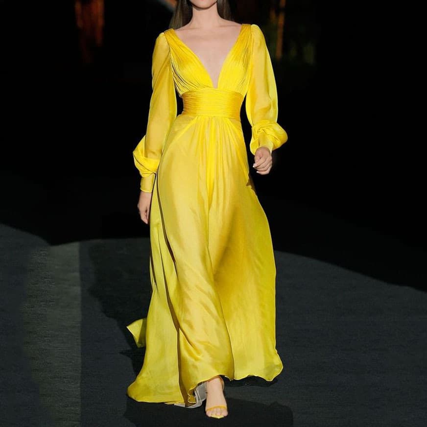 Women's Clothing summer women's fashion style sexy temperament deep V neck dress casual solid color dress