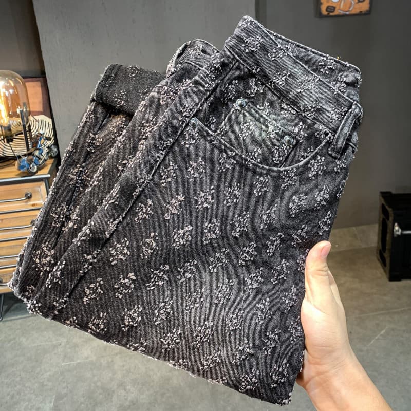 Men's Clothing Loose Straight Black Washed Jeans