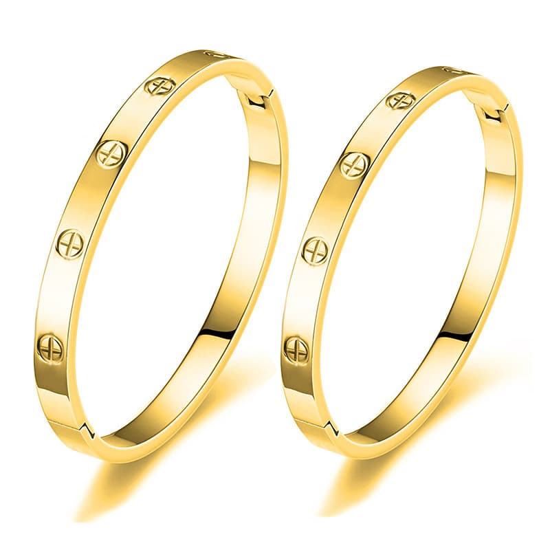 Light Luxury INS Men's Trendy Style Stainless Cross Nail Position Titanium Steel Bracelet Gold