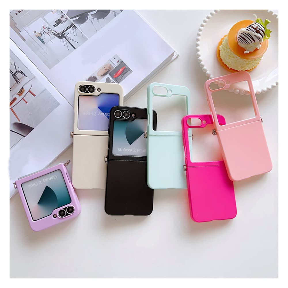 7 Case Candy Color Slim Soft Cover For Samsung Galaxy Z Flip 3 4 5 6 Capa With Metal Connector Cellphone Coque Funda