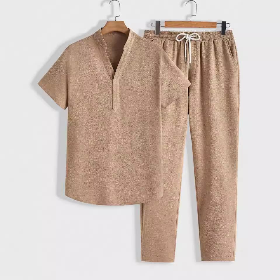 Men's Clothing Casual Sports Suits Short Sleeved Trousers Solid Color Trend T-shirt Sets