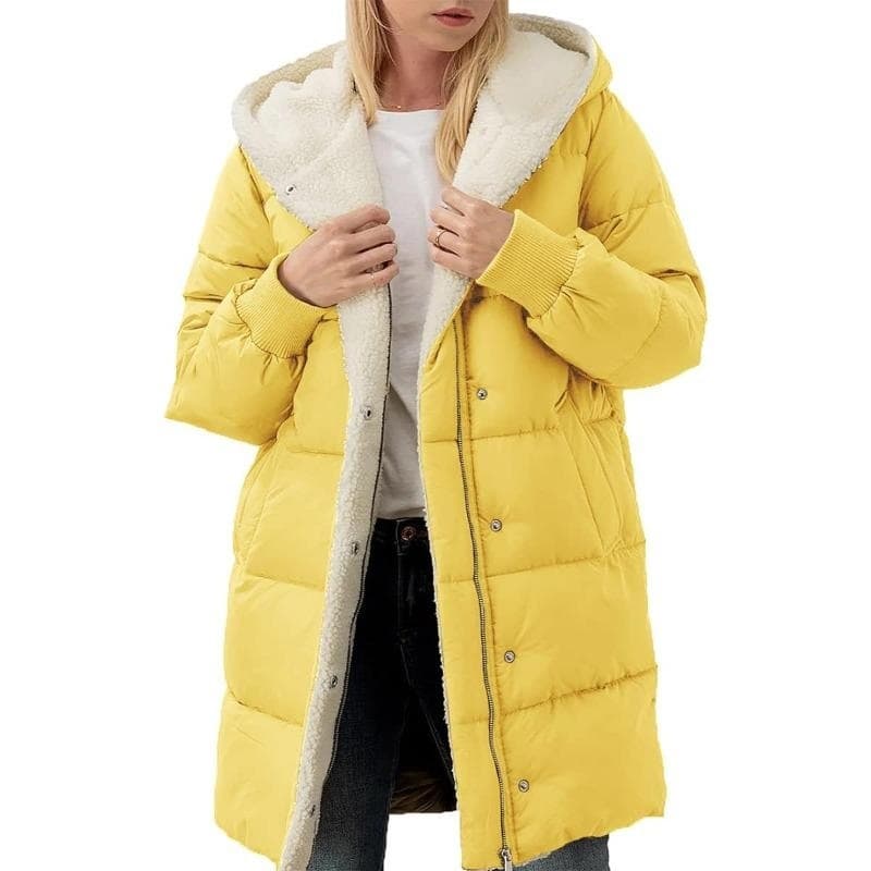 Women's Clothing solid color hooded cotton coat long sleeve double sided velvet slim fit temperament cardigan jacket top MY58