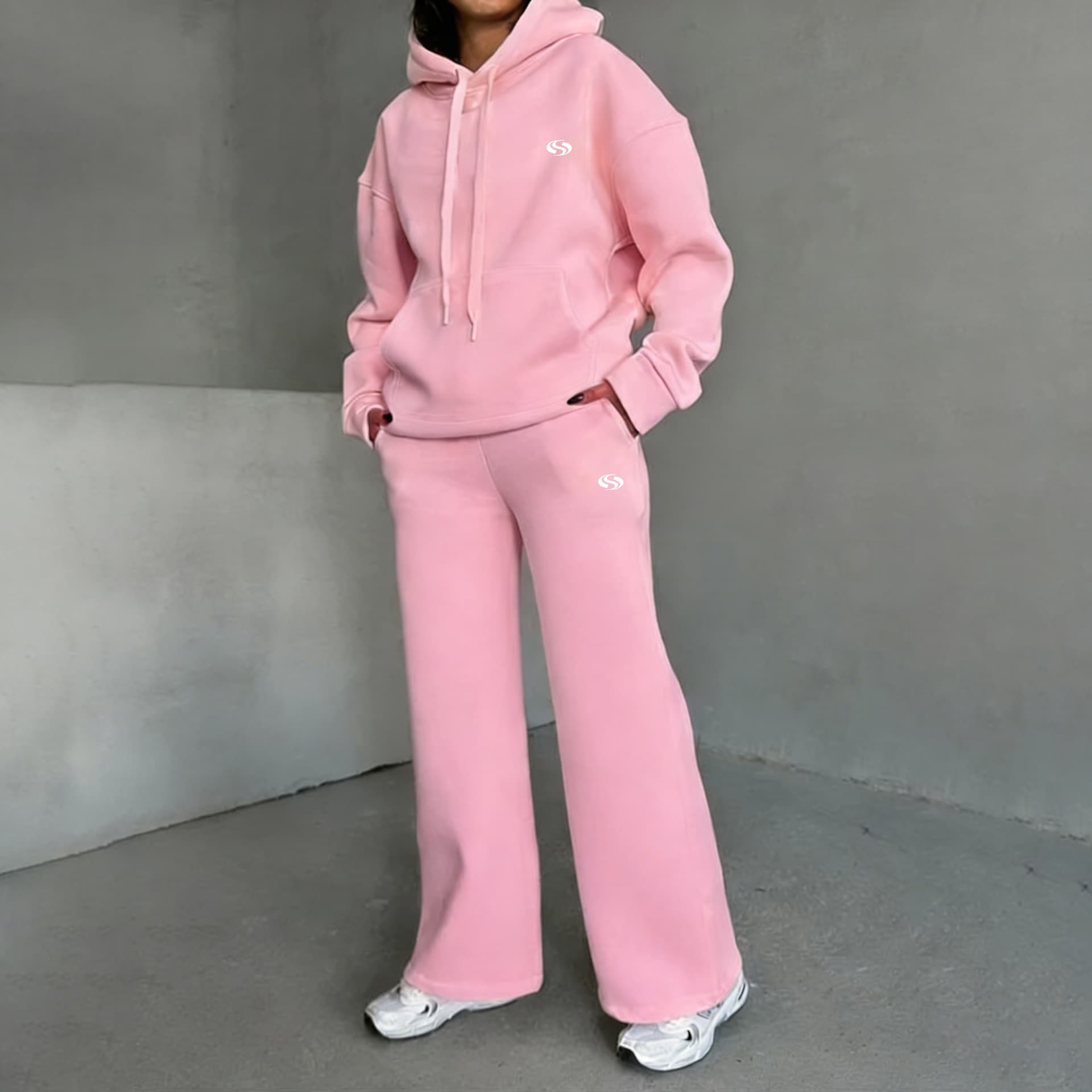 Gothic Print Sweatshirt And Pants Set Wide Leg Straight Leg Pants European American Style Autumn Winter Hot Selling Hoodie