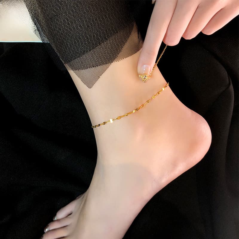 Women's 2021 anklet new fashion gold net red anklet titanium steel rose gold fairy spirit ins simple non-fading fine