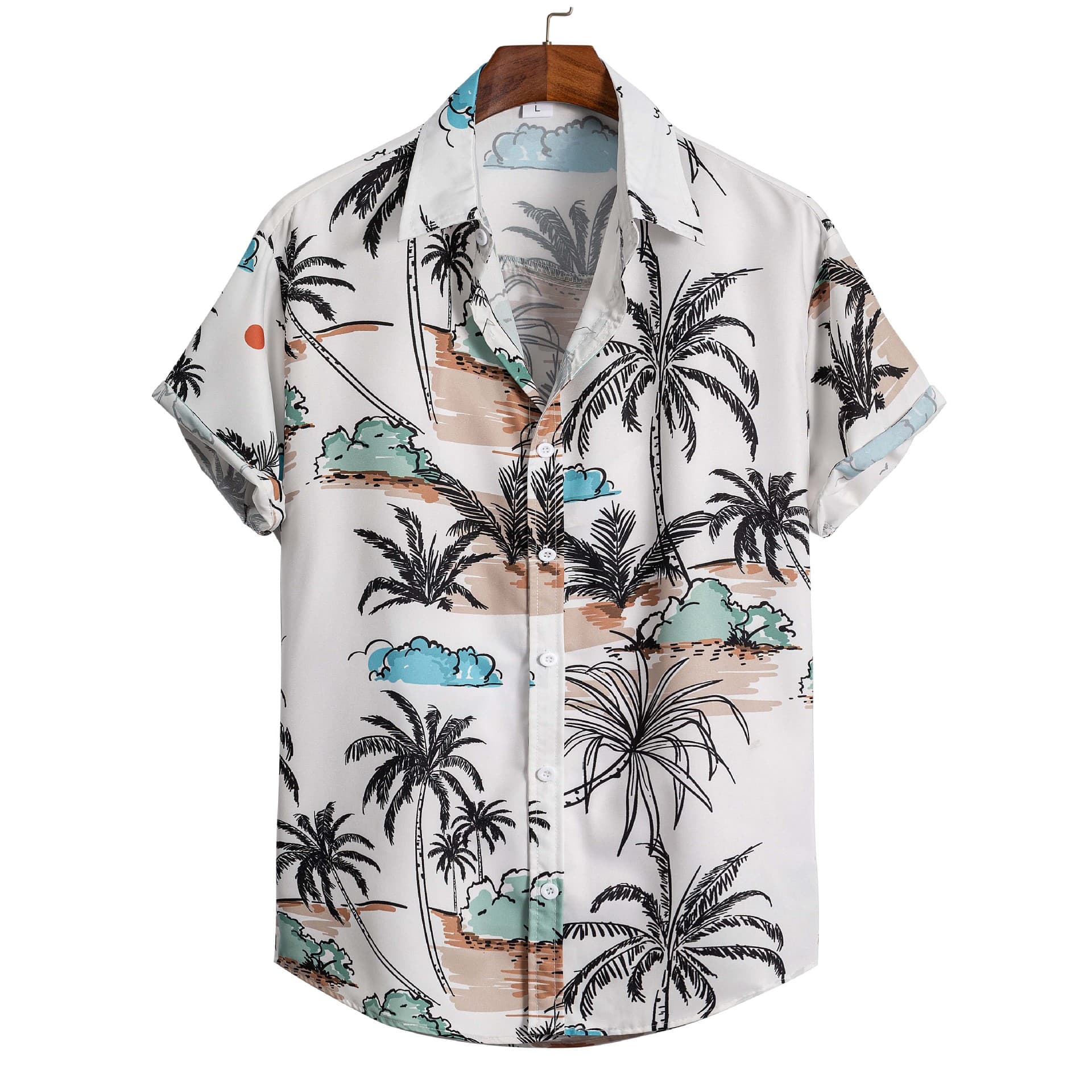 Men's Fashion Casual Beach Style Digital Printing Short Sleeve Shirt