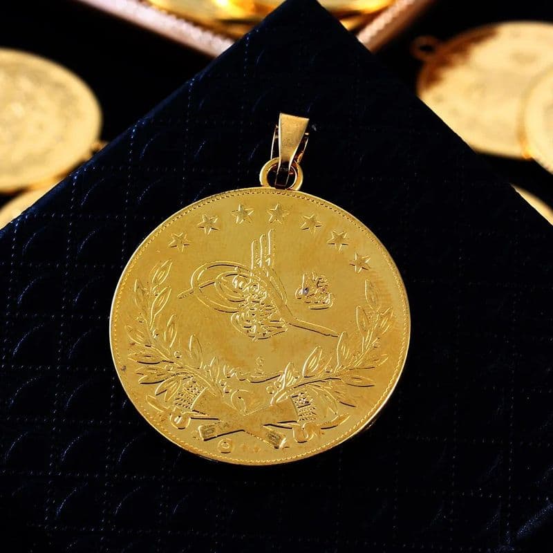 Turkish Fashion Coin Muslim Islamic Women Gold High Charm Pendant Necklace Traditional Ethnic Middle East Arab Jewelry