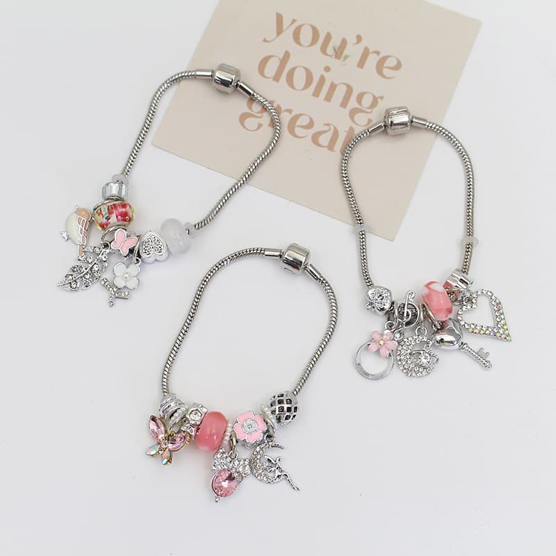 Hot Item Personalized Creative Heart-Shaped Animal DIY Full Diamond Heart Beaded Metal Bracelet