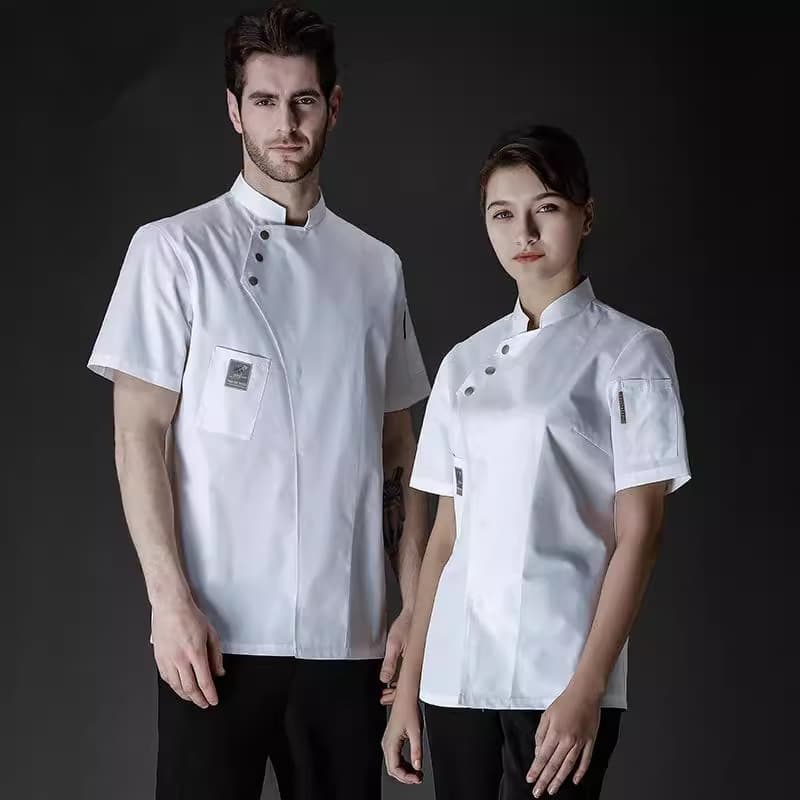 Men's Clothing Short Sleeved Chef Uniform Tops For Restaurants, And Restaurants In Spring And Summer, Work Clothes, Large Plackets, Chinese Style