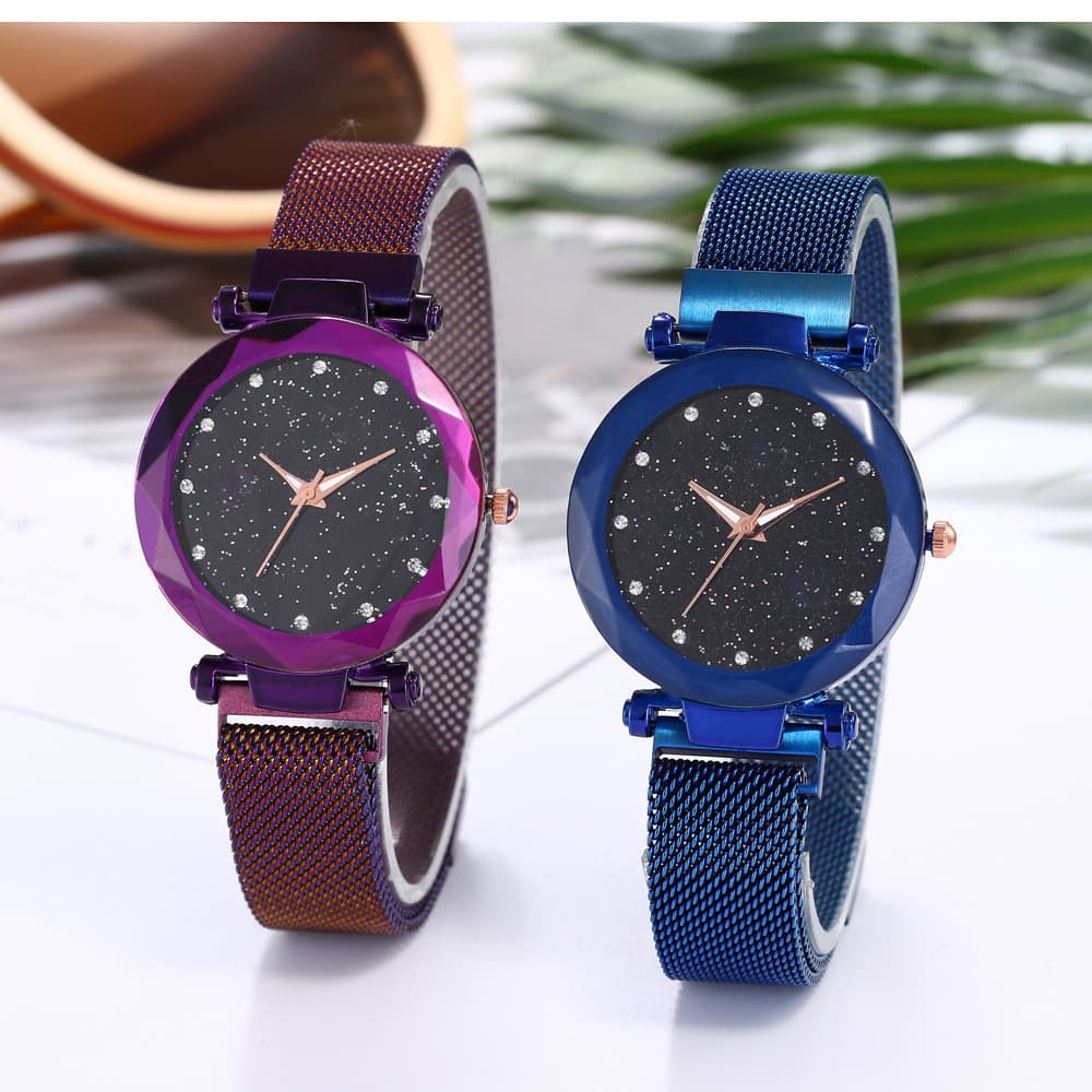 Starry Sky Ladies' Watch, Magnet Magnet Mesh Strap Watch For Women