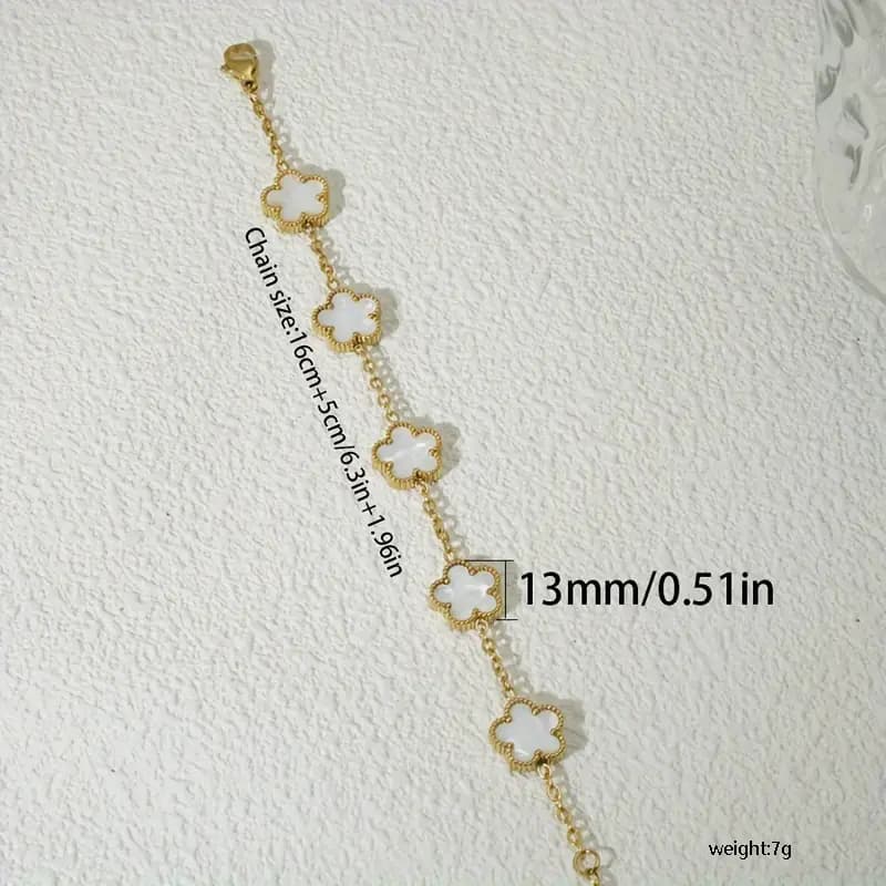 Classic Style Flower 201 Stainless Steel Bracelets Set Fashionable Chain & Link Accessory For Casual Wear