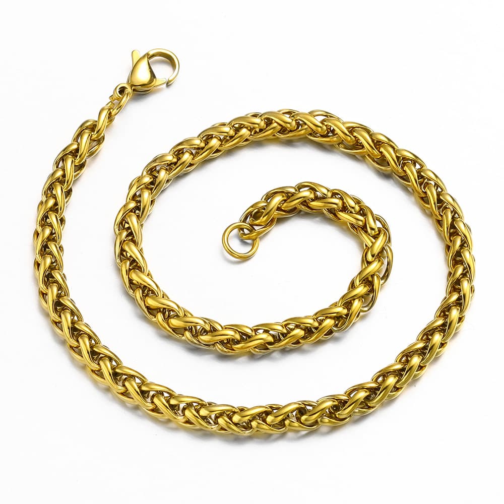 Men's necklace hip hop keel chain vacuum plating titanium steel jewelry flower basket chain stainless steel chain