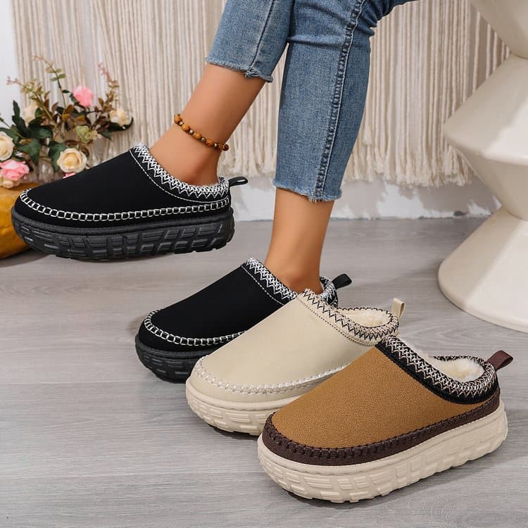 Women's Shoes Large Size Thick Soled Slippers For Women Autumn And Winter New Style Plush And Thickened Warm Slip On Cotton Slippers For Women