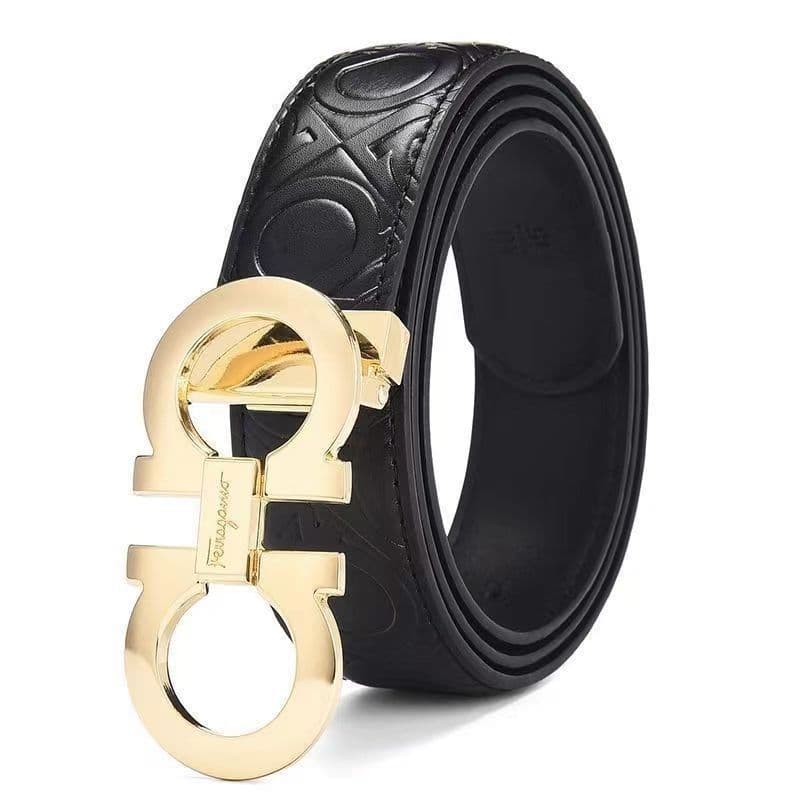 Ceinture en cuir à boucle lisse pour homme, style business, haut de gamme, tendance, élégante et durable