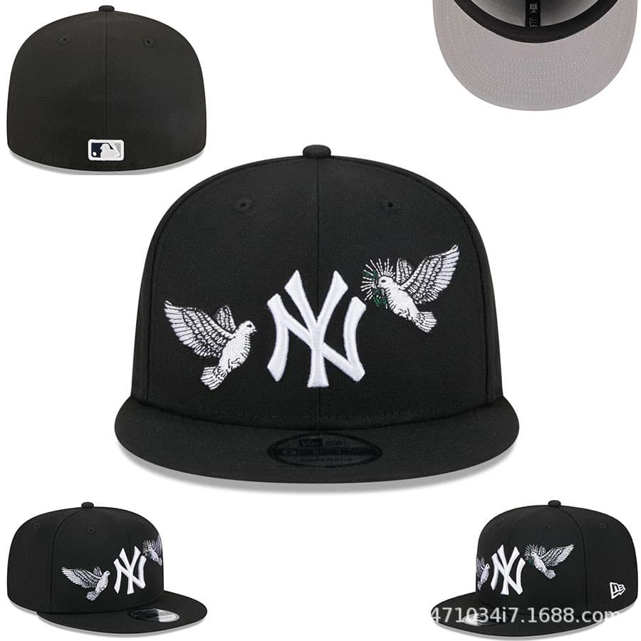 Casquette de baseball 2024 New NY, grande taille, entièrement fermée, avec pare-soleil et broderie non réglable.