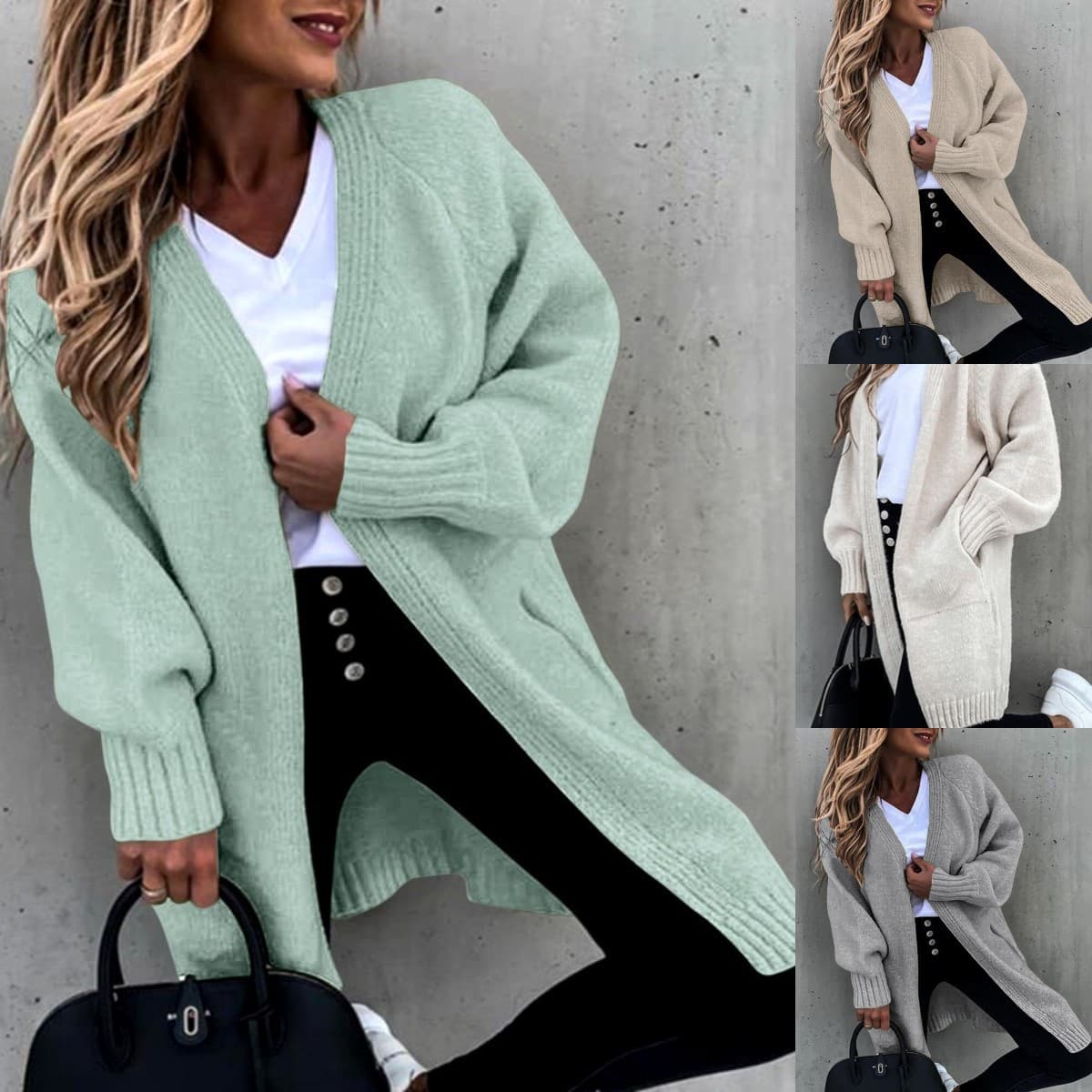Women's Cardigan Lazy Style Loose Mid-Length Jacket Large Size