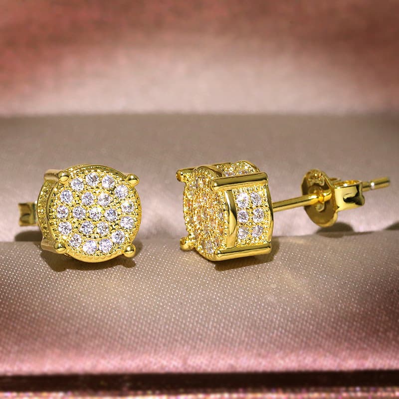 1 paire de boucles d'oreilles à tige en zircon glacé pour homme et femme, style hip-hop