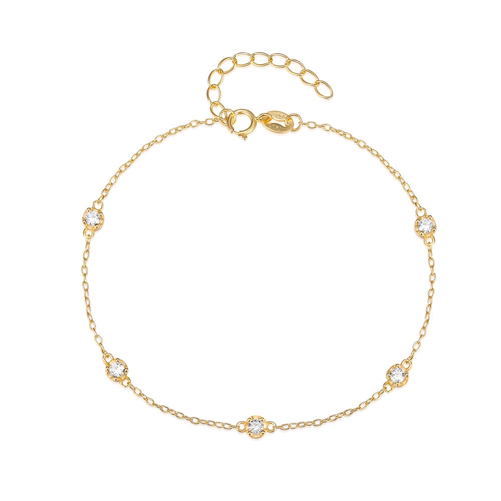 Women's Jewelry S925 Sterling Silver Classic Simple Ladies Diamond Bracelet All Match Ins Style Adjustable Hand Accessories