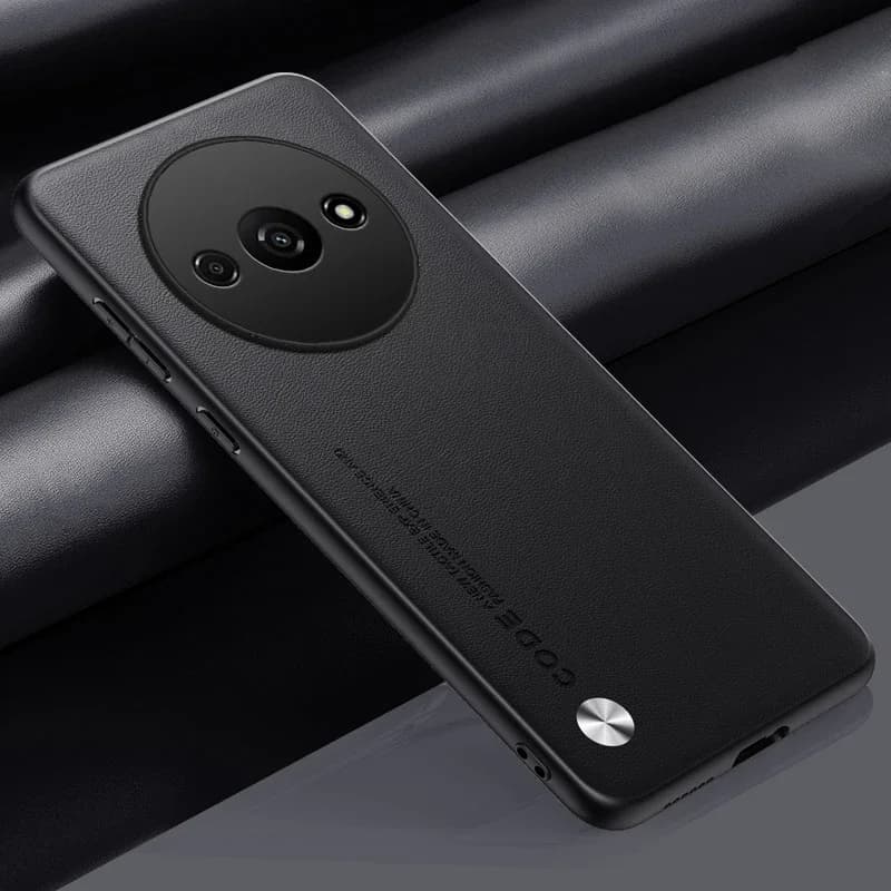 Luxury Leather Shockproof Lens Protection Hard Case for Xiaomi Redmi A3 4G Antiskid Anti Fingerprint Protection Cover