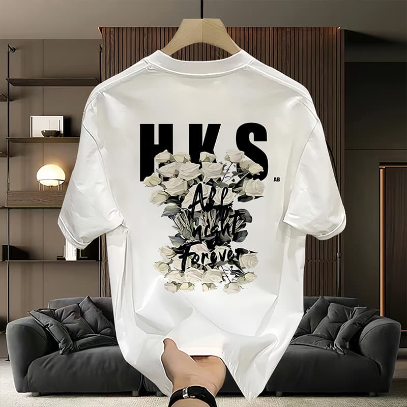 Men's Clothing High-end Cotton Short-sleeved T-shirt Men's Summer 2024 New Fashion Round Neck Half-sleeved White T-shirt Men's Top